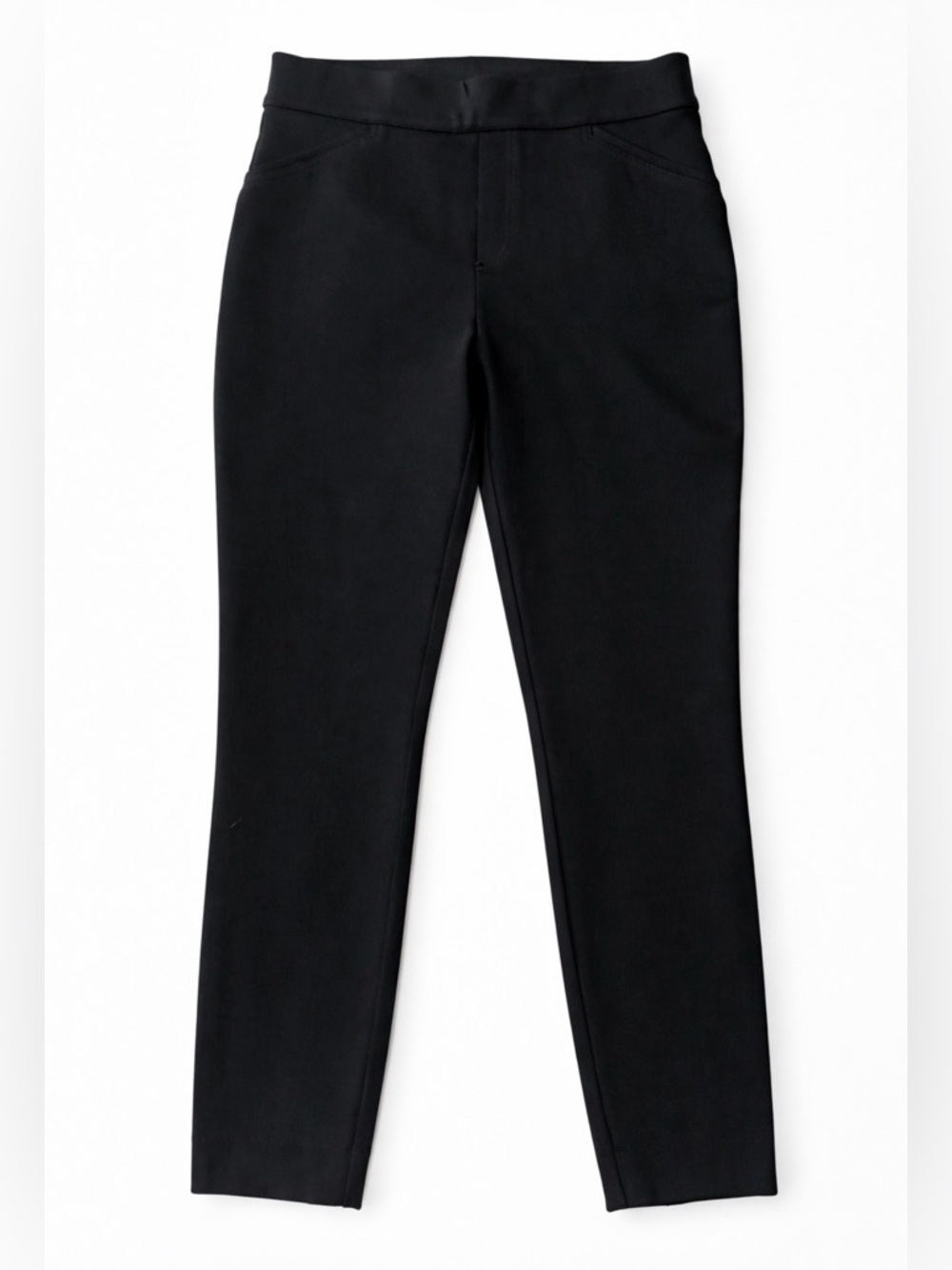 Spanx Black Ponte Skinny Pants Pull On Stretch Ankle Slit Size Large